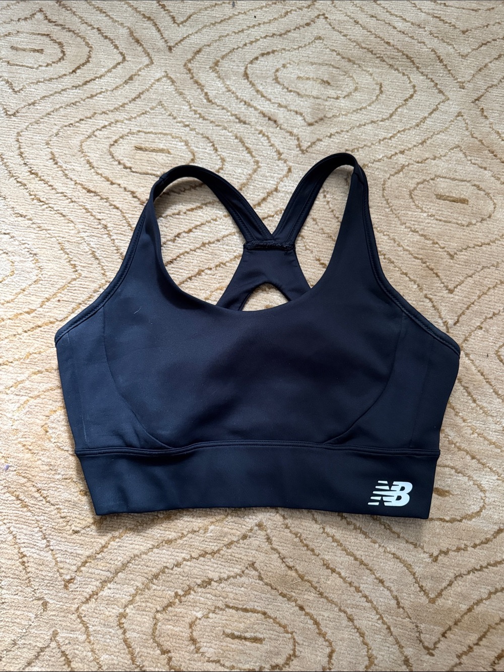 New Balance Black Racerback Athletic Sports Bra with Logo Medium